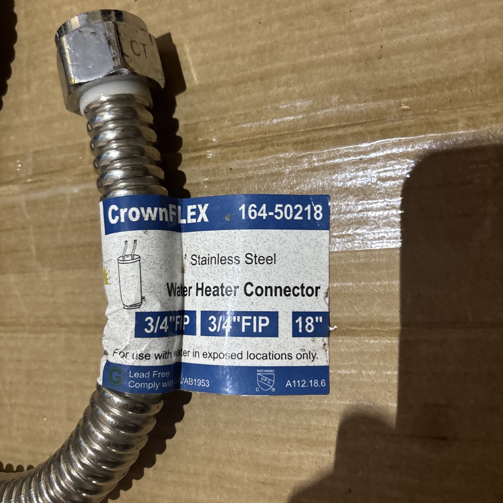 CrownFlex Stainless Corrugated Water Connector 18″ 3/4″fip X 3/4″fip