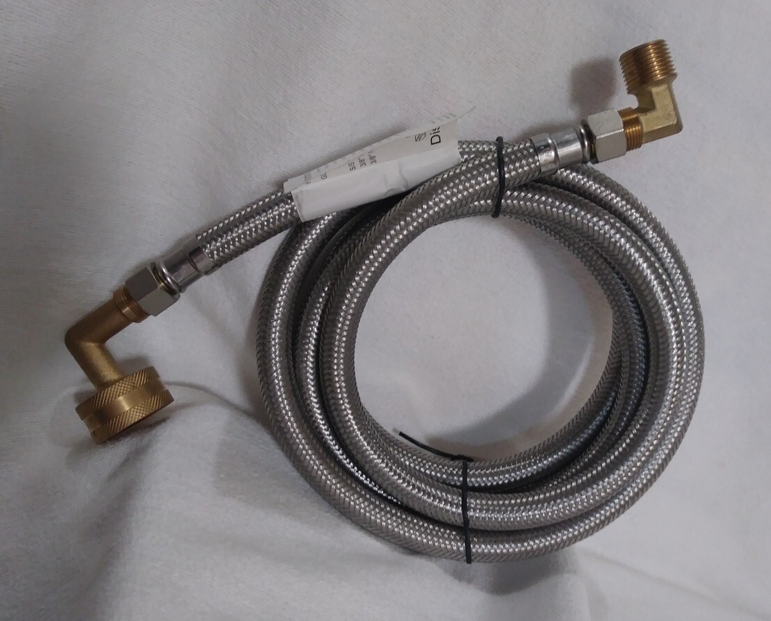 72″ SS Dishwasher Water Supply Line Connector 3/8″ Comp X 3/8″ (#546983)