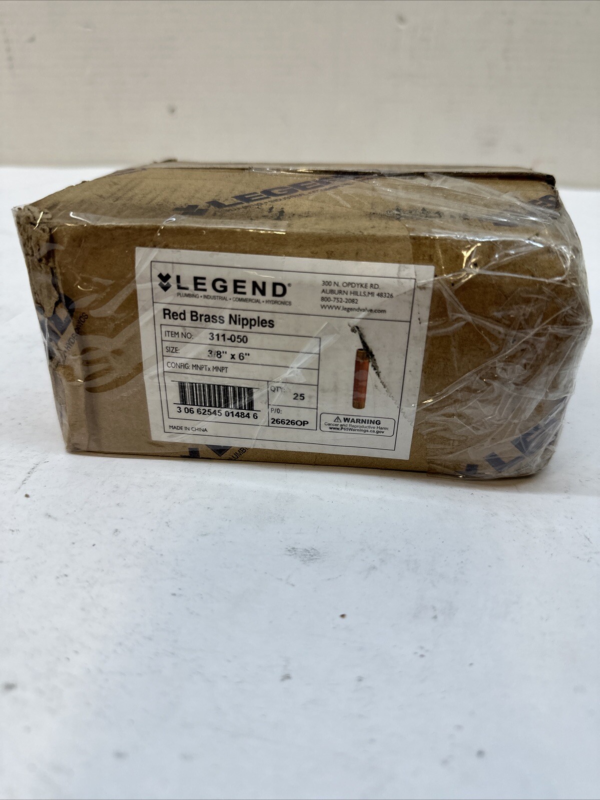 Legend Valve 3/8″ X 6″ BRASS NIPPLE 311-050 25PCS