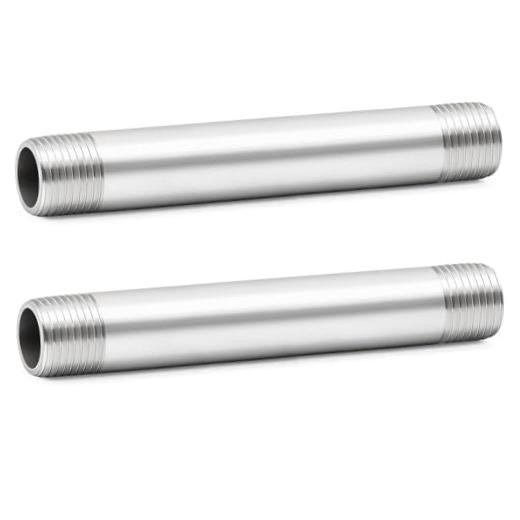 304 Stainless Steel Pipe Fitting, Nipple Cast Pipe 1/2″ NPT 6″ Length(150MM)