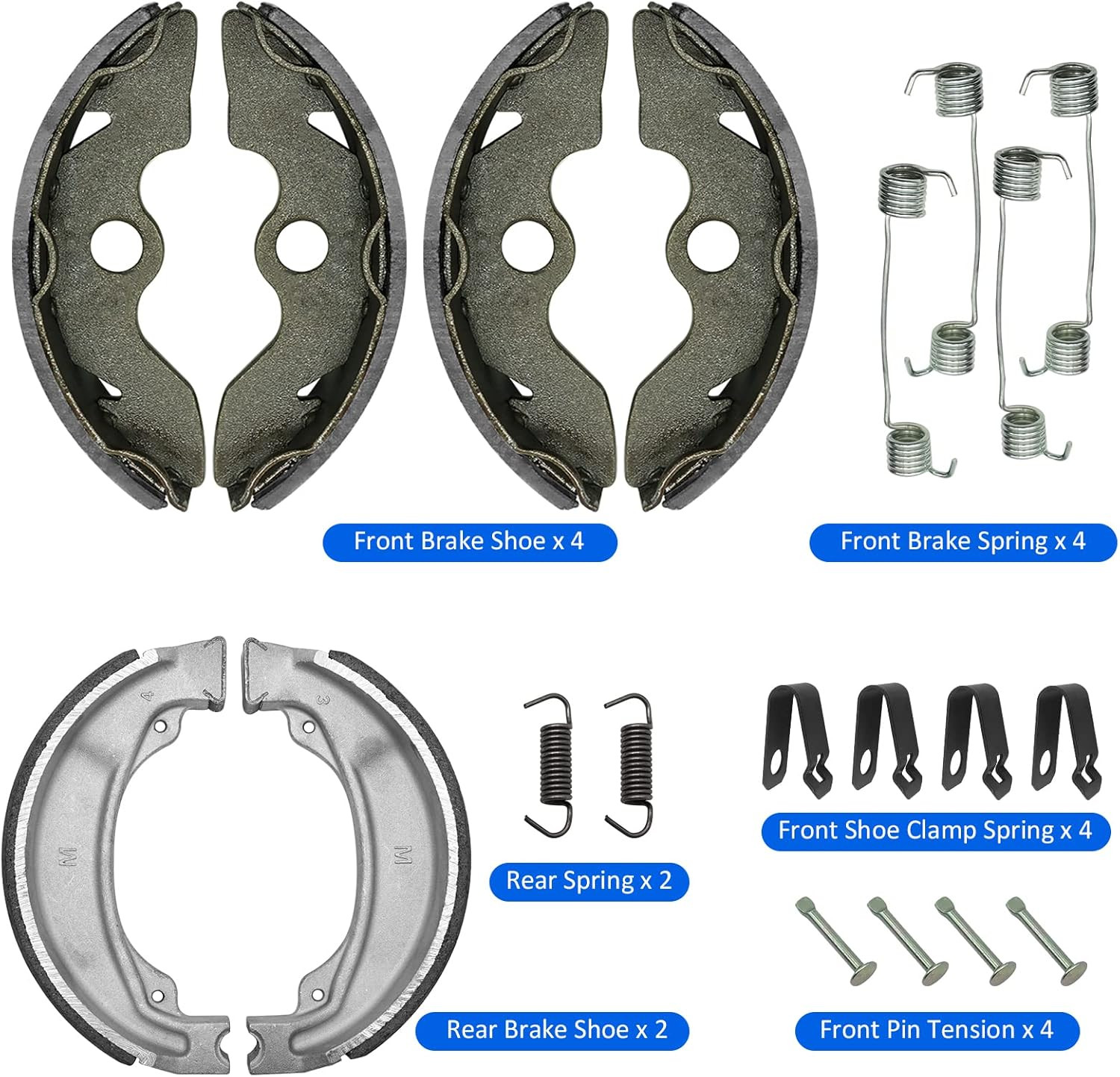 Front & Rear Brake Shoes Kit for Honda Recon 250 1997-2022, 06450-HC4-900 06430-