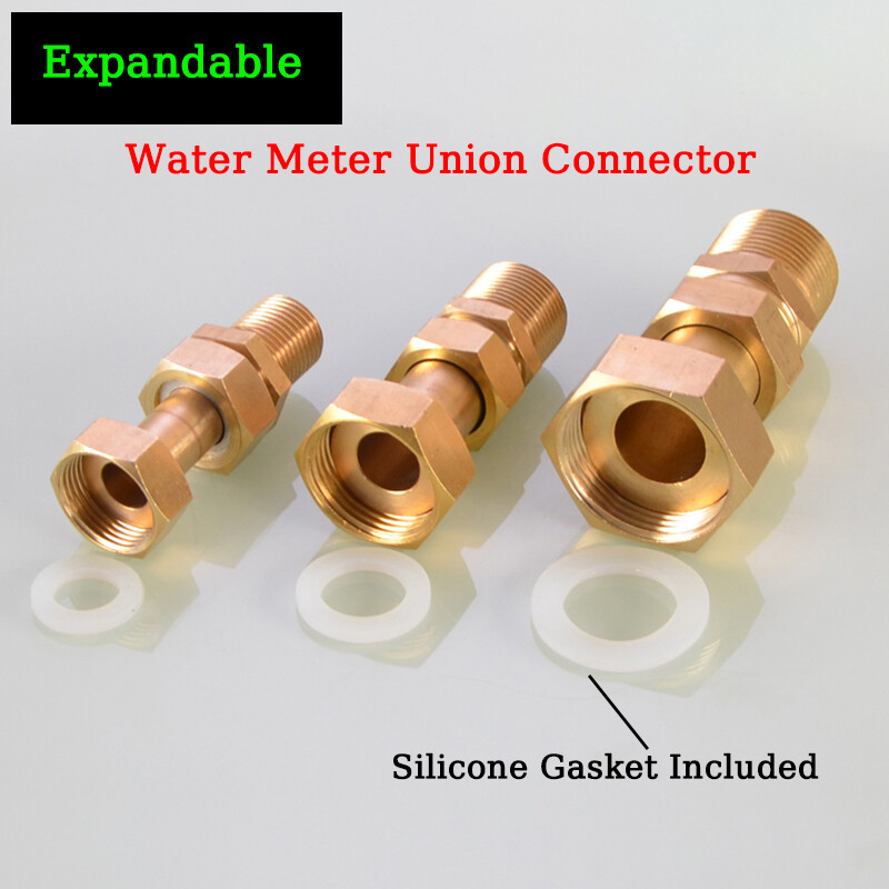 1/2″ 3/4″ 1″ BSP Brass Male/Female Thread Water Meter Union Connector Expandable