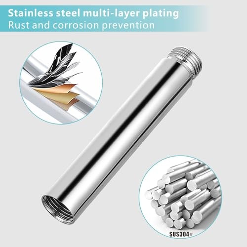 Shower Extension Arm, Solid Stainless Steel Shower Pipe Extension Chrome 4 Inch