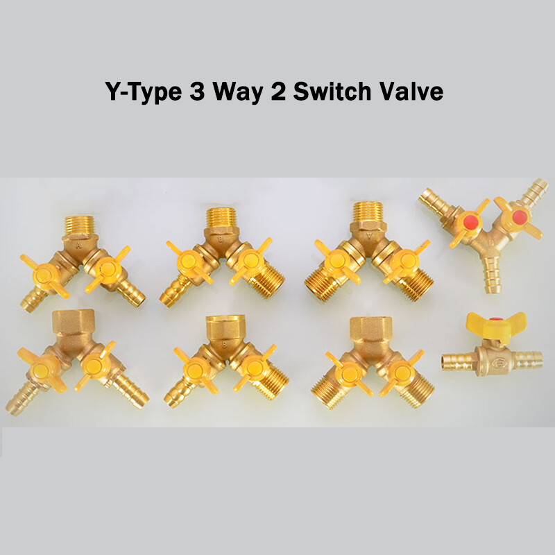 1/2″ Hose Y-Type 3 Way Brass shut off Ball Valve 2 Switch for Fuel Air Water Gas