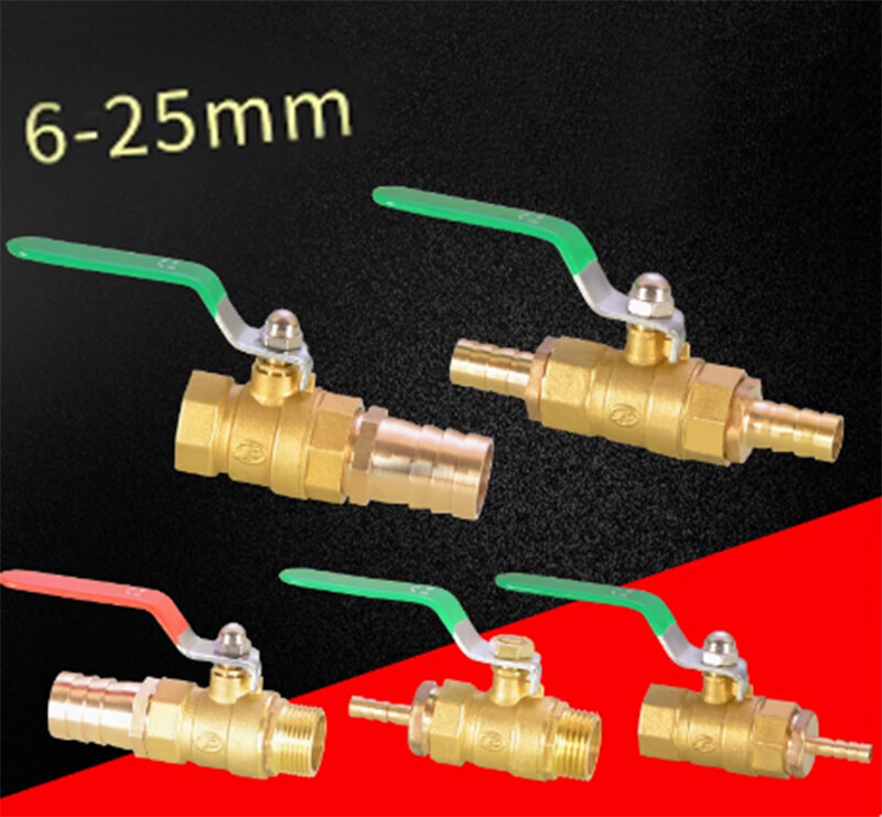 Brass Ball Valve Male Female Thread Hose Barb Water/Air Gas Fuel Line Shut-off