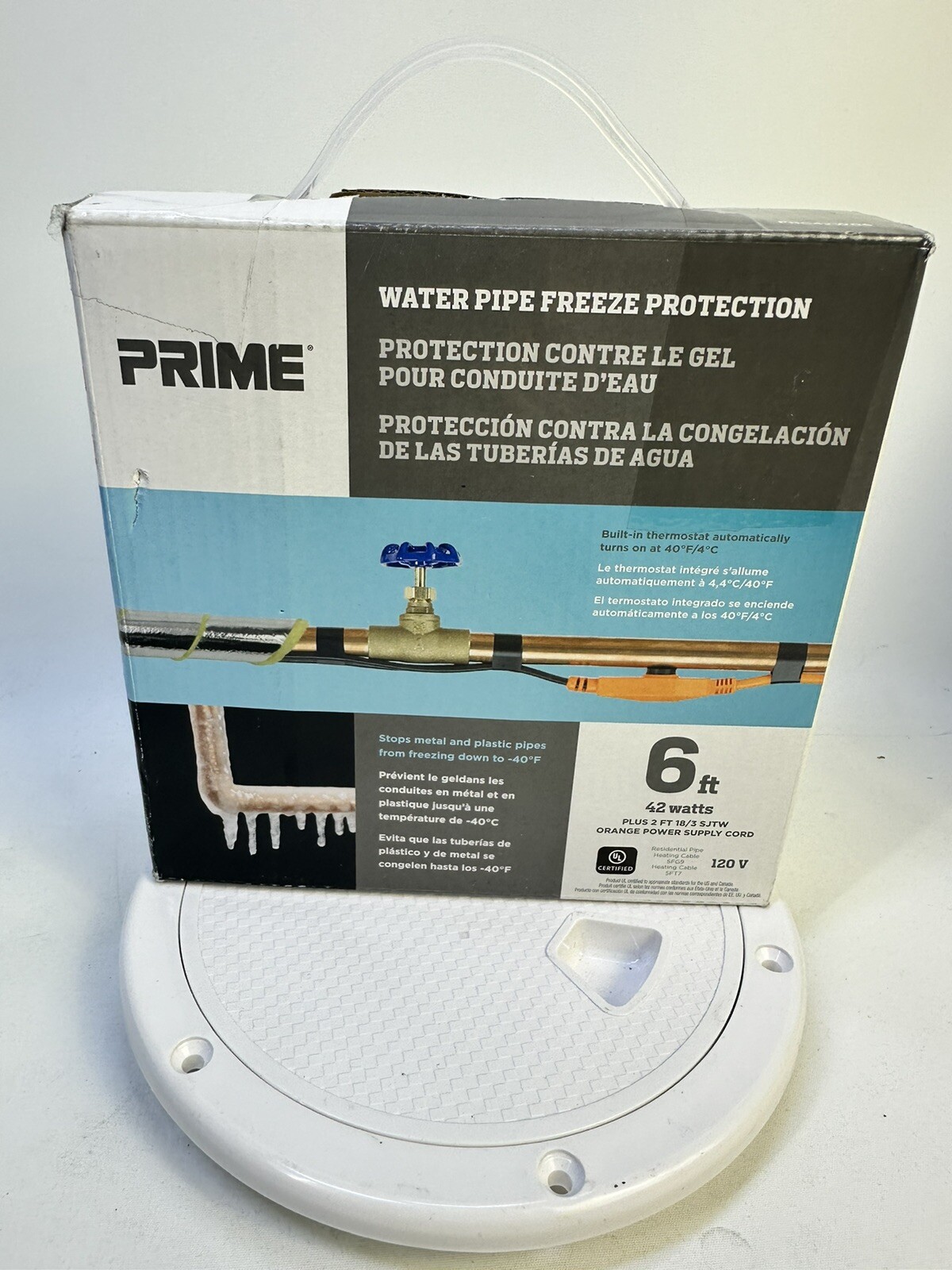PRIME WATER PIPE FREEZE PROTECTION 6 FOOT 42 WATTS 120V. for metal plastic pipes