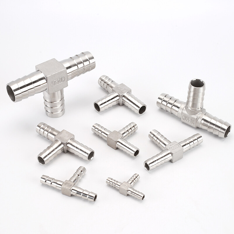 8mm-32mm Stainless Steel Fittings Barbed Tail Tee Connector T-Piece Hose Pipe