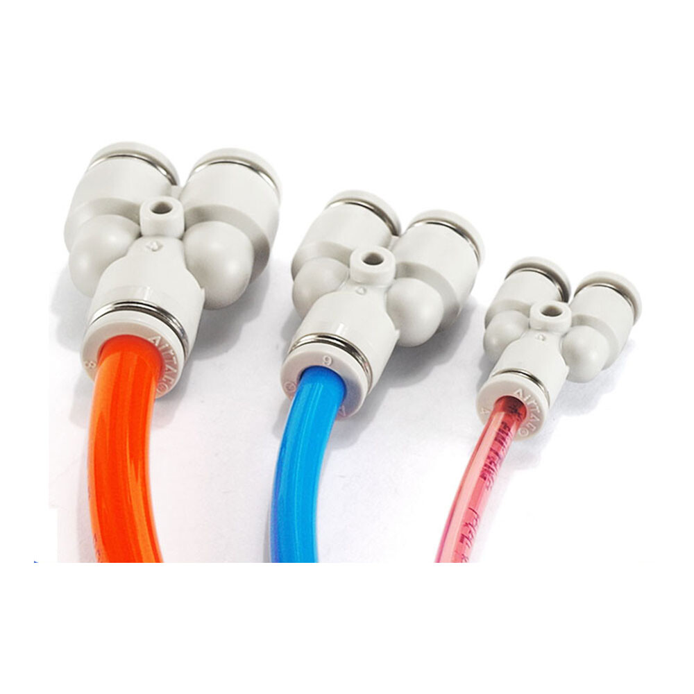Pneumatic Push In Fittings Hose Tube Stem Join Adapter Tee Quick Connector White