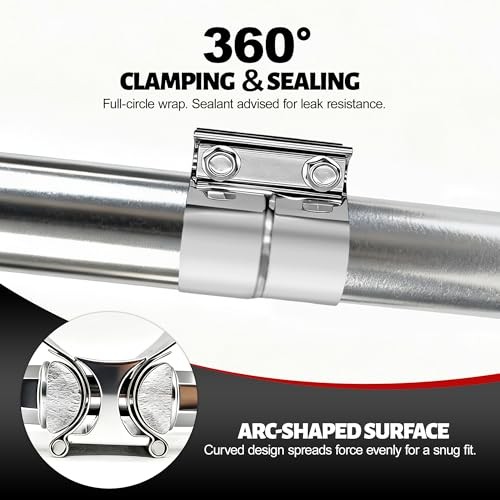 2.5″ Exhaust Clamp, 2 1/2 Lap Joint Clamp 304 Stainless Steel For 2.5″ Od To