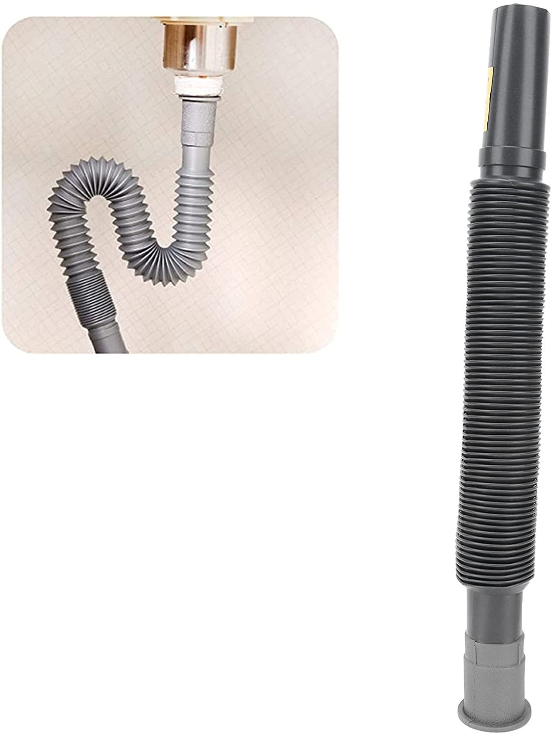 fLeXiBLe 12″ to 18″ Tube Pipe Sink Drain Water S-Trap Drain Hose Bathroom Grey