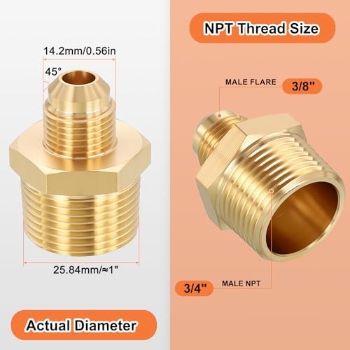 Pack Male to Male Adapter, 3/4″ MNPT x 3/8″ 3/4″ Male NPT to 3/8″ Male Flare 1