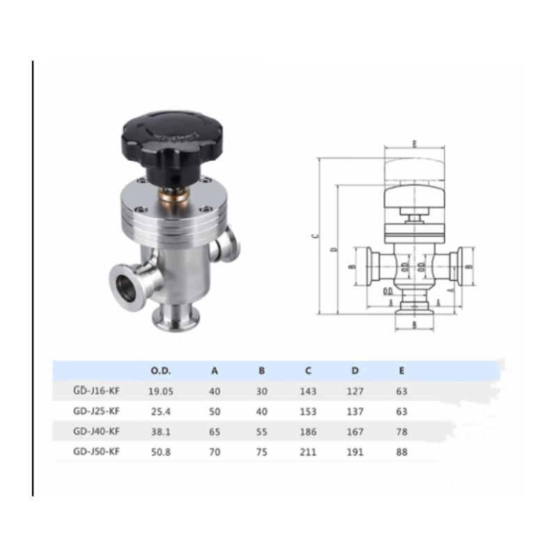 KF16KF25KF40KF50Vacuum three-way baffle valve manual baffle valve ,T-type valve