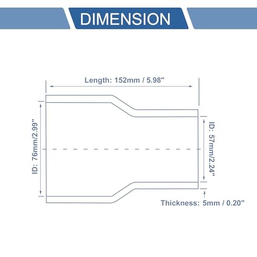 ID 2.25 to 3 Inch Silicone Reducer 2.25 to 3″(57mm to 76mm)ID Red,Black
