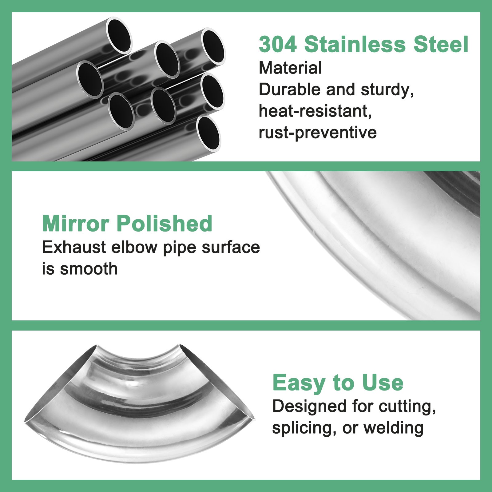 4-Pack OD 2.5 Inch 90 Degree Mandrel Bend Elbow, Thicken 1.5 mm Height 97 mm