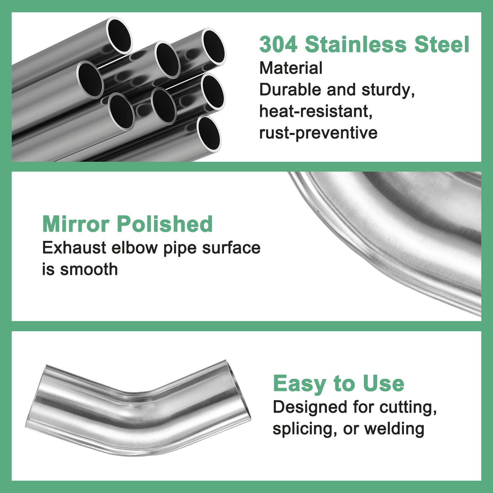 2-Pack OD 1.8 Inch 45 Degree Mandrel Bend Elbow, Thicken 1.5 mm Height 140 mm