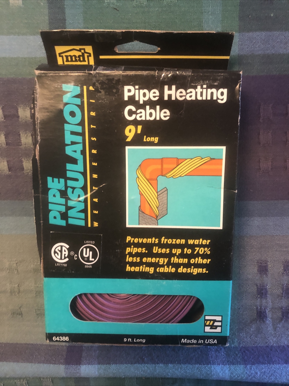 ONE – md 64386 Electric Pipe Heating Cable 9 ft – NEW OLD STOCK Made In USA !!!