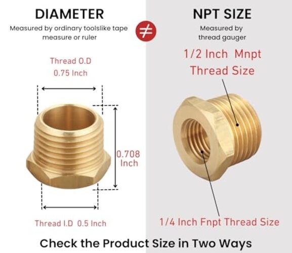 1/2 Inch NPT Male x 1/4 Inch NPT 1/4″ NPT Female x 1/2″ NPT Male 10 Piece