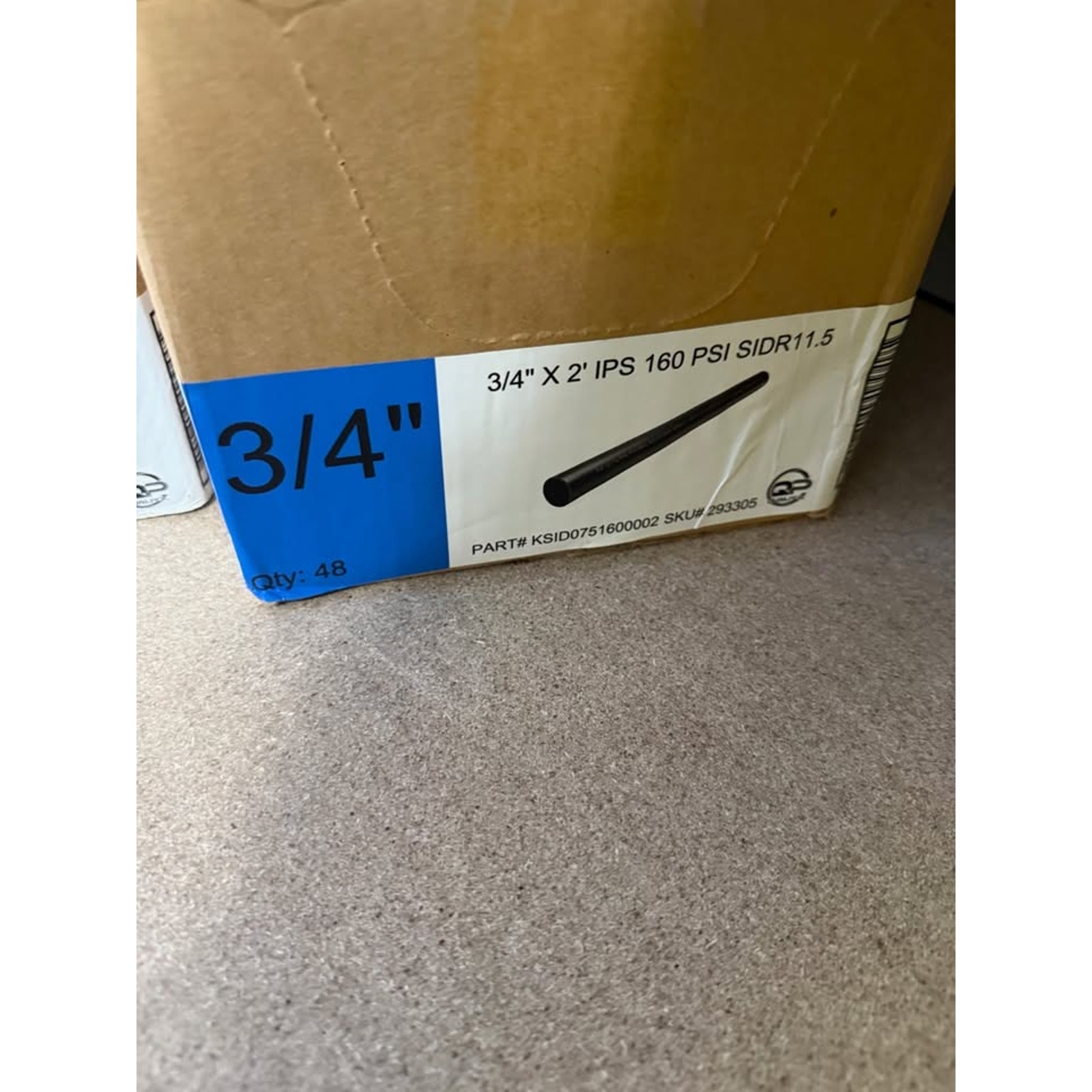 NEW BOX of 48pc Black 3/4-in x 2-ft 160 Psi Polyethylene Water HDPE Pipe