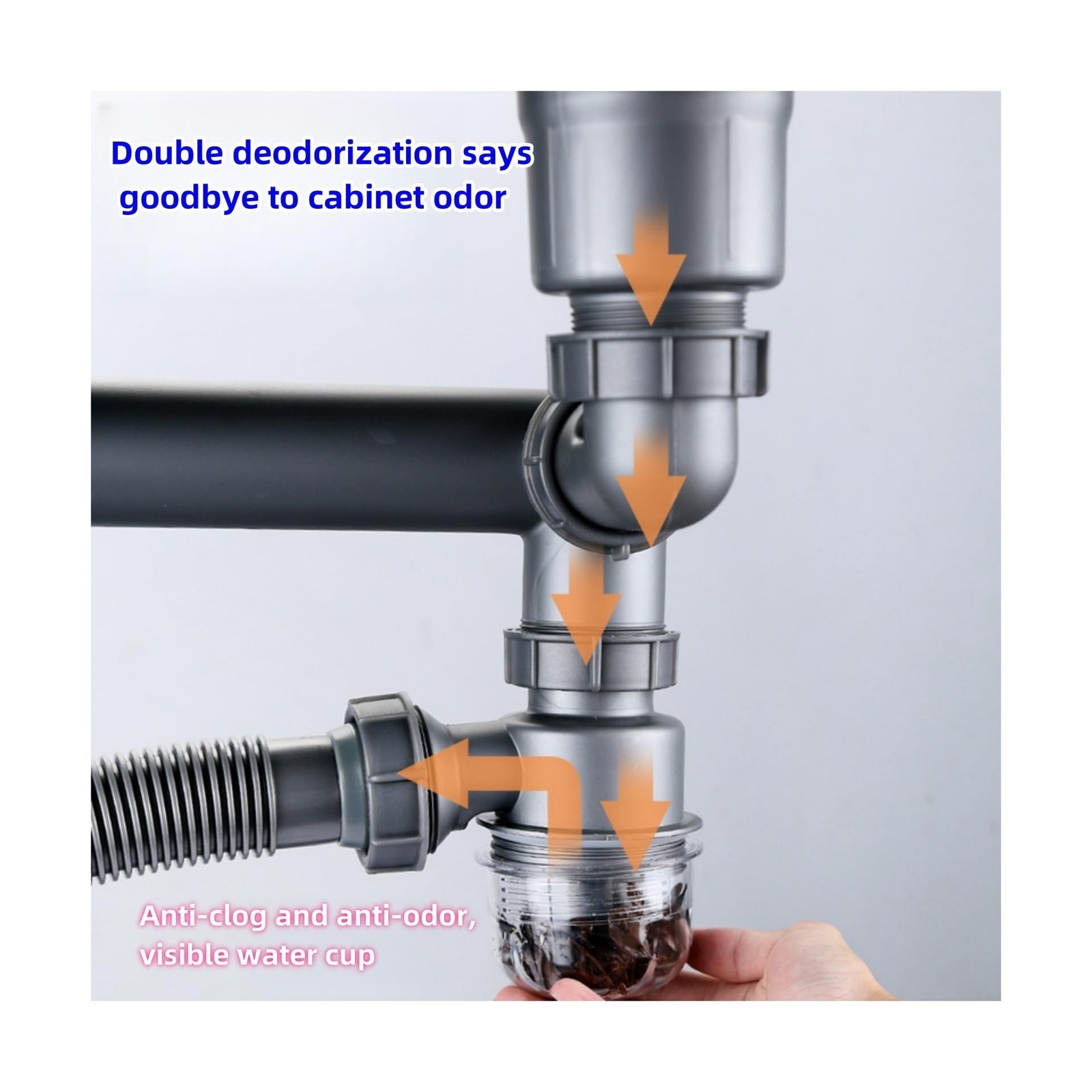 One Sink Kitchen Drainage Kit Space Saving Flexible Drain Pipe Flex… Fast Ship