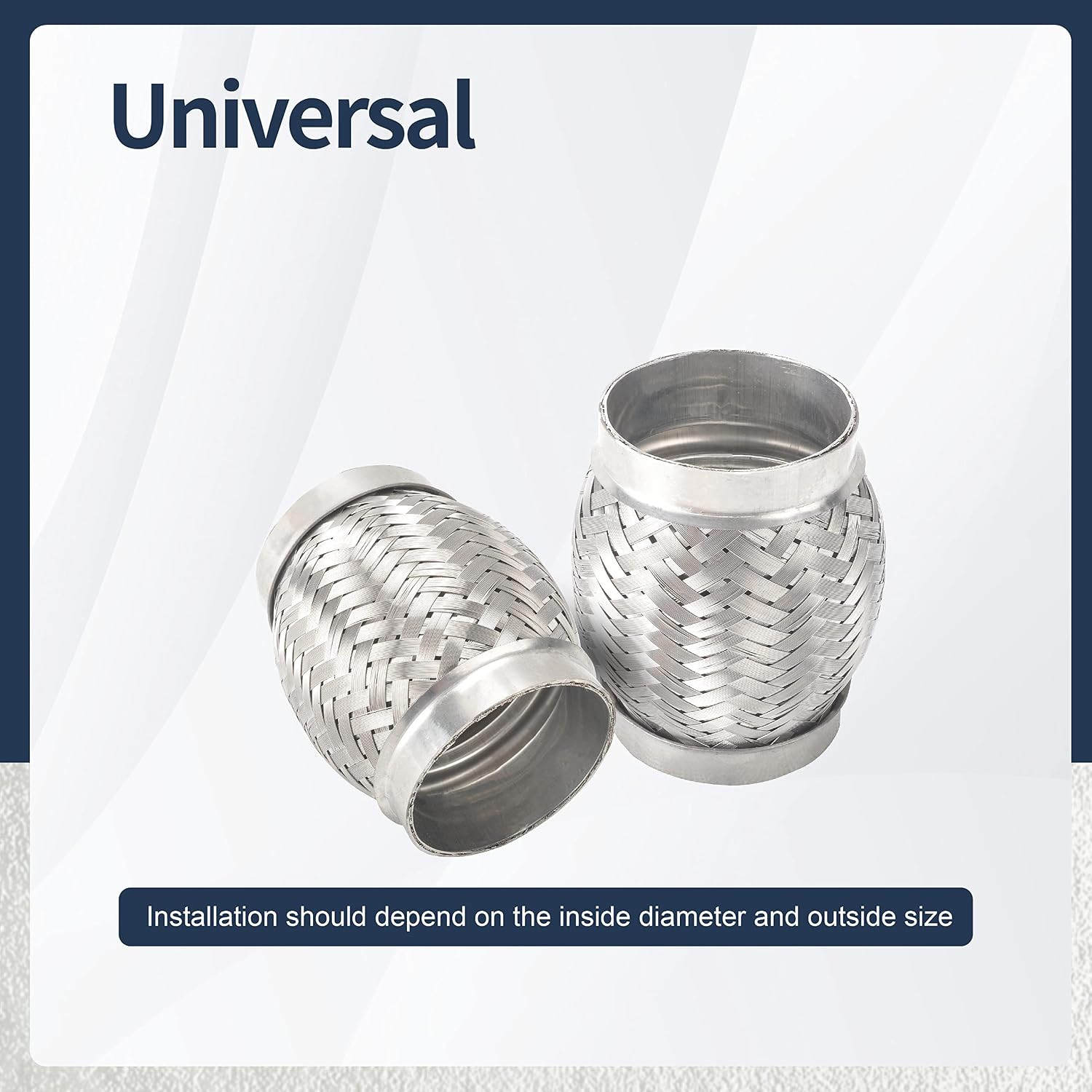 2PCS Exhaust Flex Pipe Stainless Steel Double Braid Long Heavy Duty 3”Inch X 4′