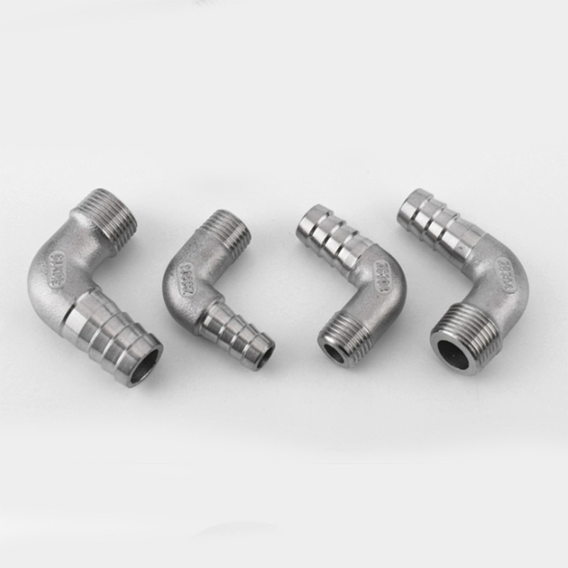 1/4″-1.2″ Stainless Steel Male Thread Fitting Hose Tail Elbow 90° Barb Connector