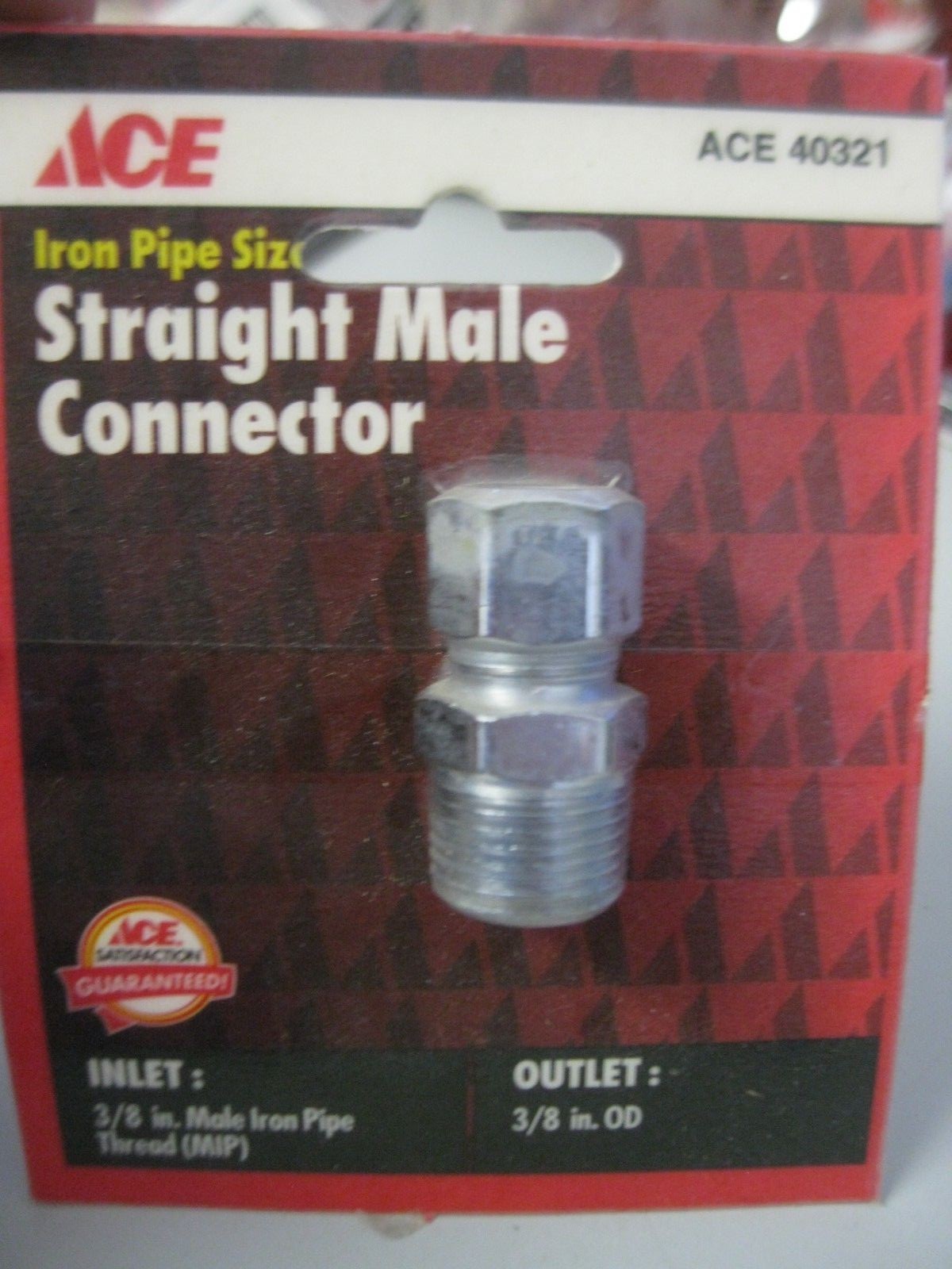 Ace 40321 Iron Pipe Size Straight Male Connector Thread 3/8 OD Lot of 2 NOS