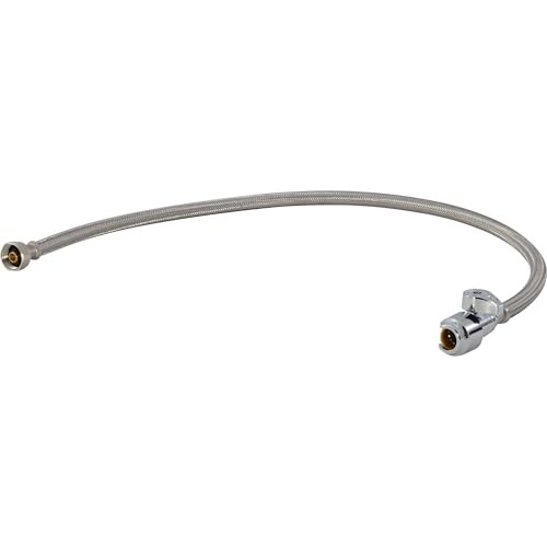 Max 30 In. Stainless Steel Braided Faucet Connector with Straight Stop Valve,