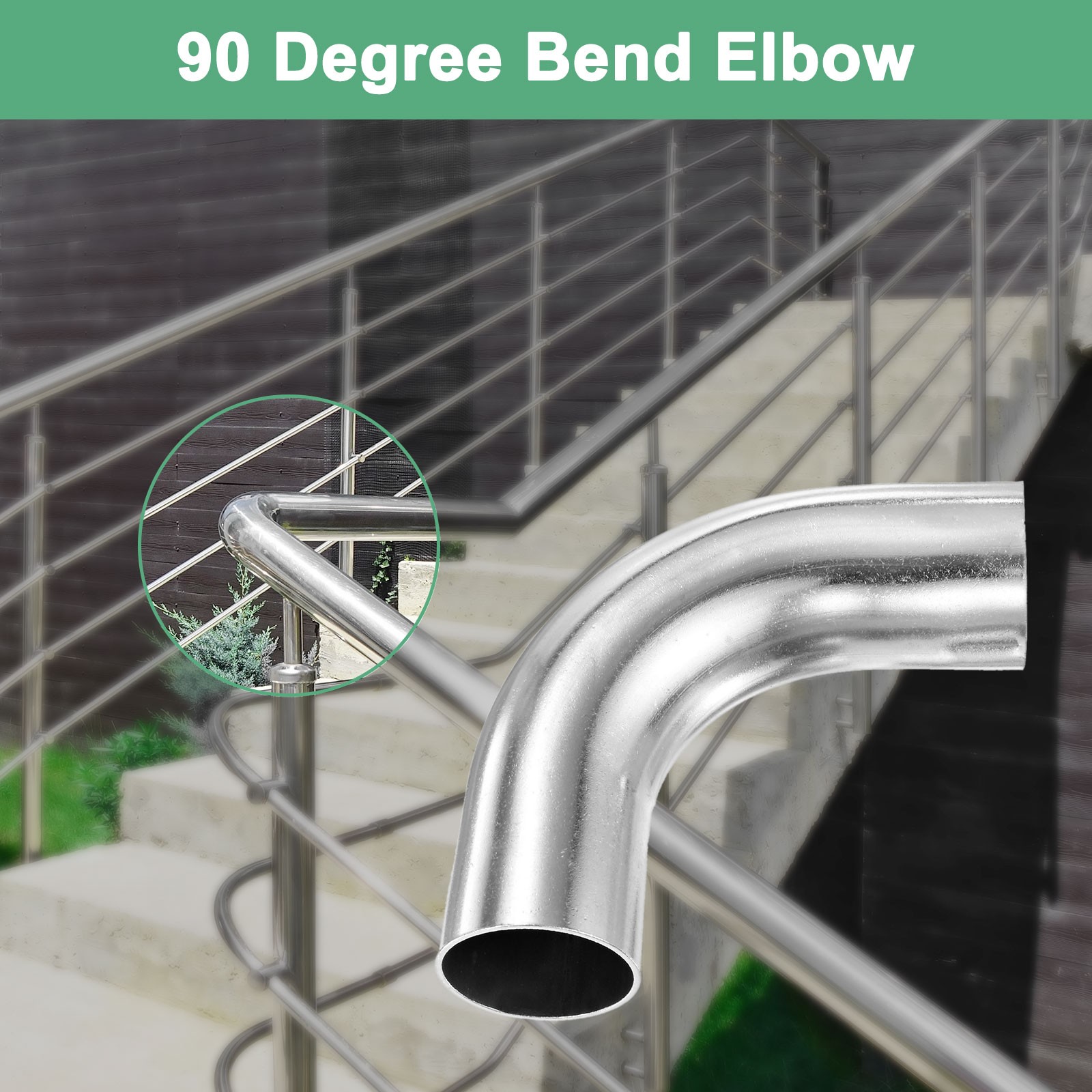 OD 1.5 Inch 90 Degree Mandrel Bend Elbow, Thicken 1.5 mm Height 110 mm