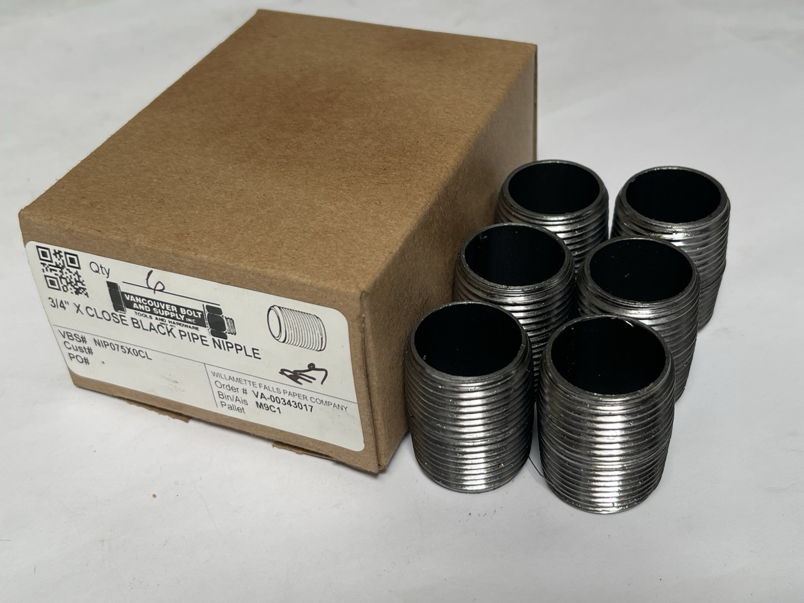3/4″ X CLOSE, 2, 2.5, 4” BLACK PIPE NIPPLE Pipe Nipple Sch 80 Qty. 24 (25AG10)