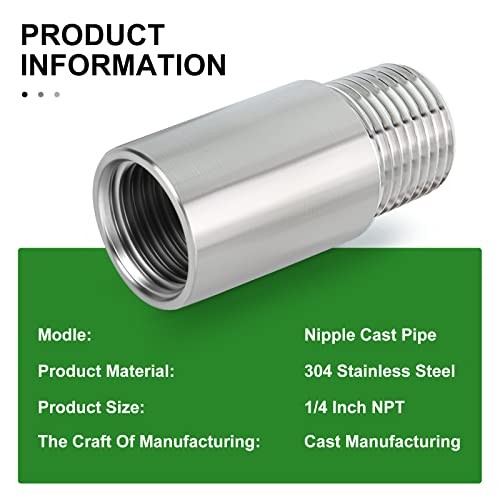 2PCS Stainless Steel Pipe Fittings, 1/4″ 1/4″ (M x F)NPT 2Pcs 2″ (50mm) Length