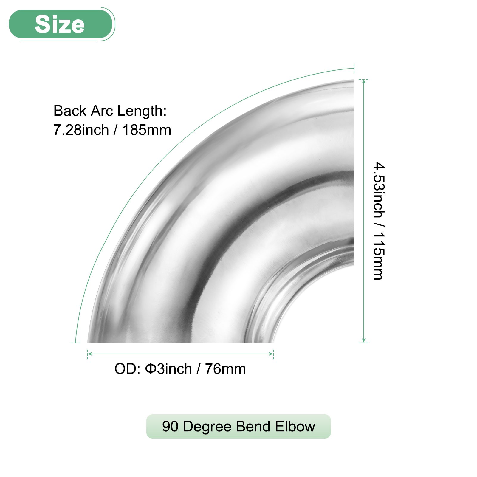 4-Pack OD 3 Inch 90 Degree Mandrel Bend Elbow, Thicken 1.5 mm Height 115 mm