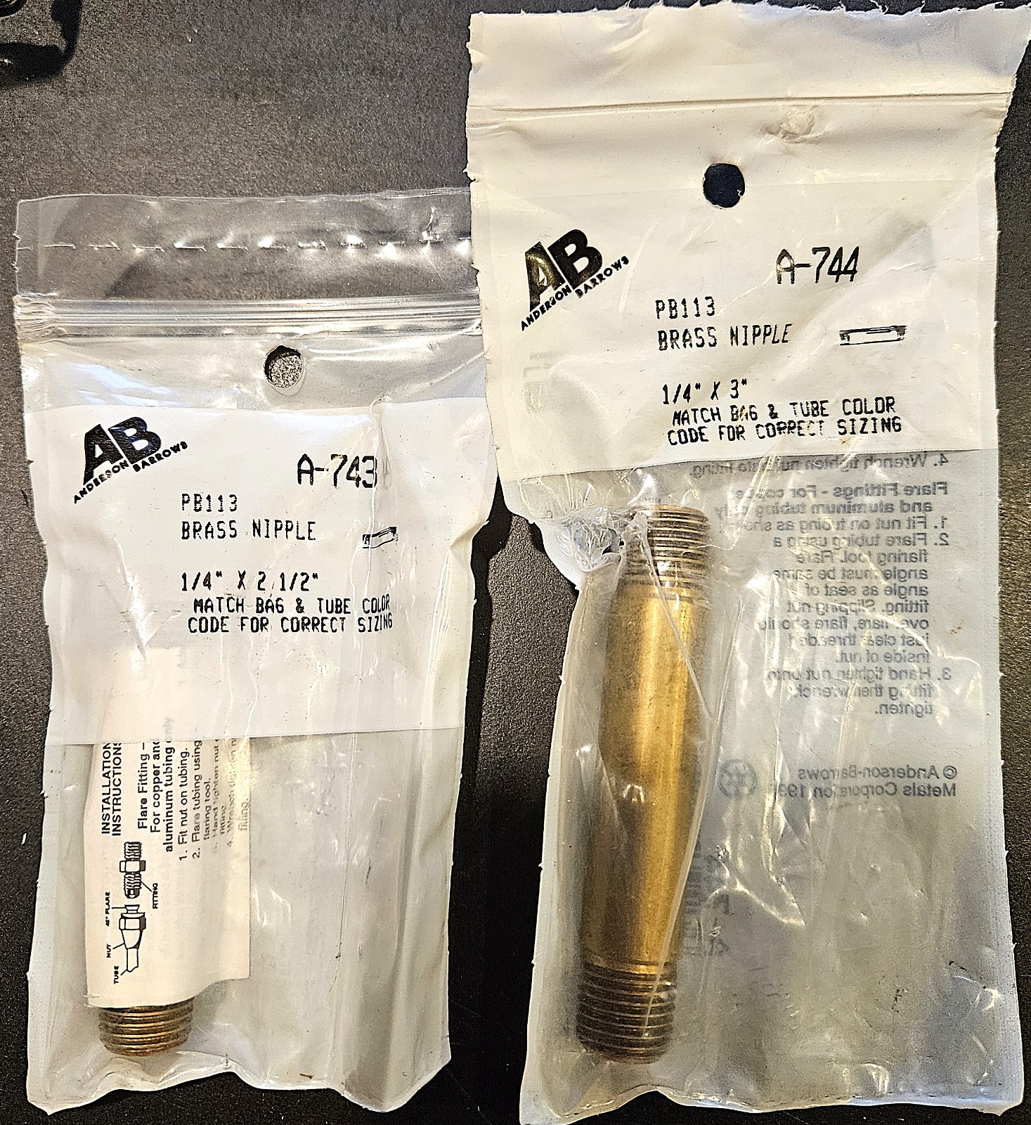 2″ & 2 1/2″ AB 1/4″ NPT Brass Pipe Nipples Threaded Both Ends