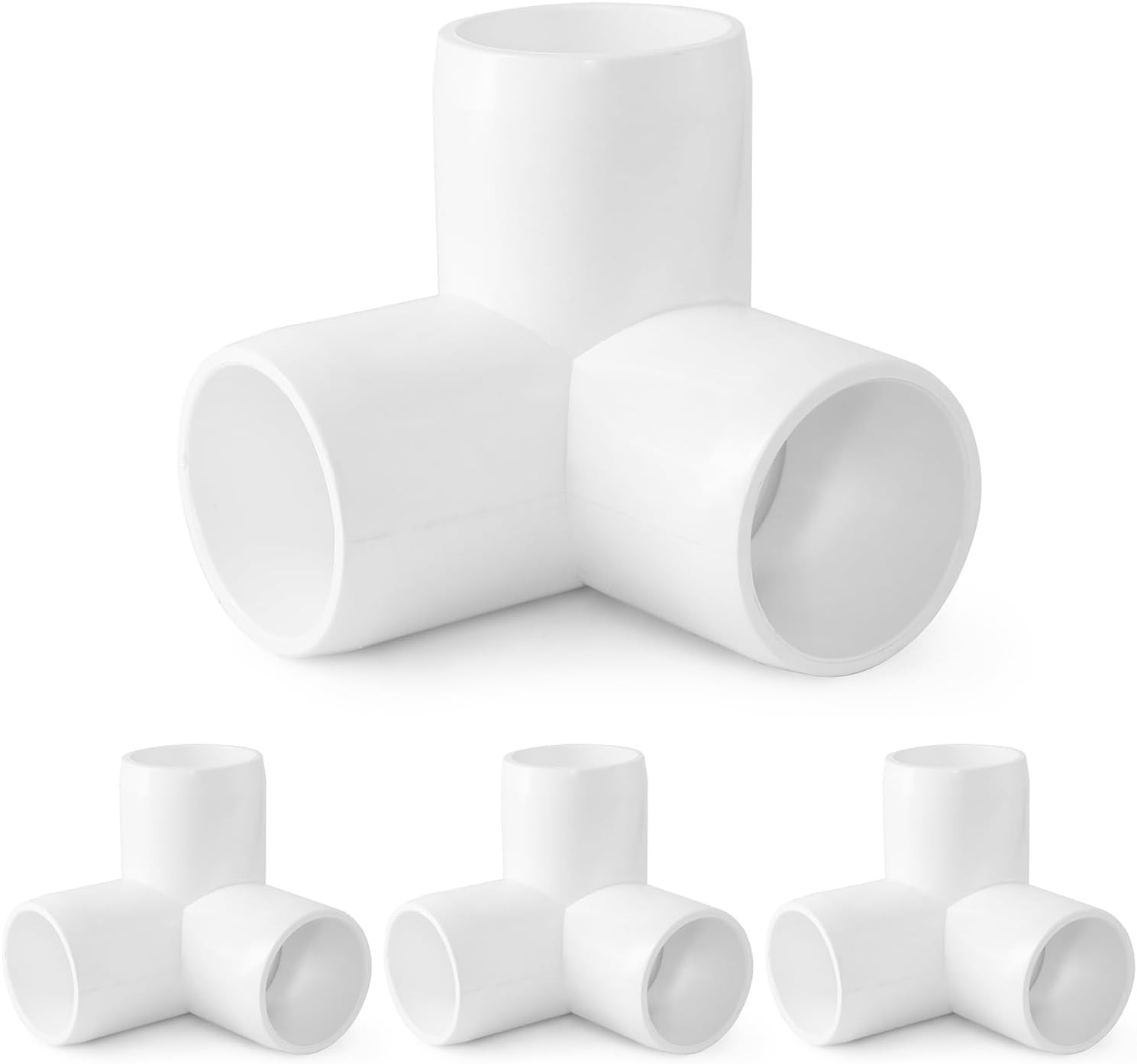 3 Way PVC Pipe Fittings PVC Elbow Corner Side Outlet Tee 1 Inch 4 White