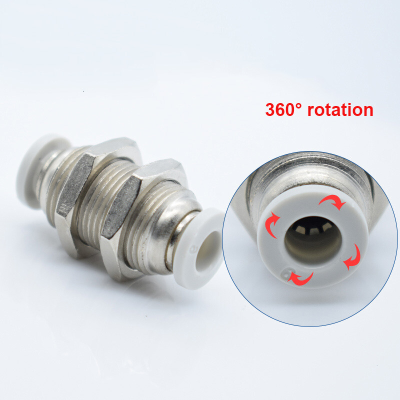 Nickel Plated / Stainless Steel Pneumatic PM Bulkhead Connector Push-in Fitting