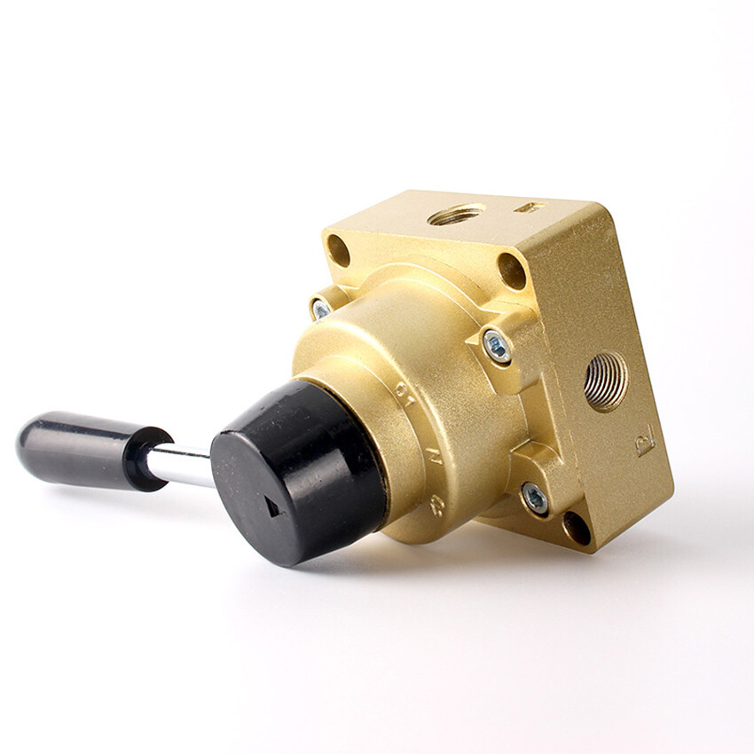 1/4 3/8 1/2 BSP 4 Way Pneumatic Rotary Lever Hand Flow Control Valve HV-02/03/04
