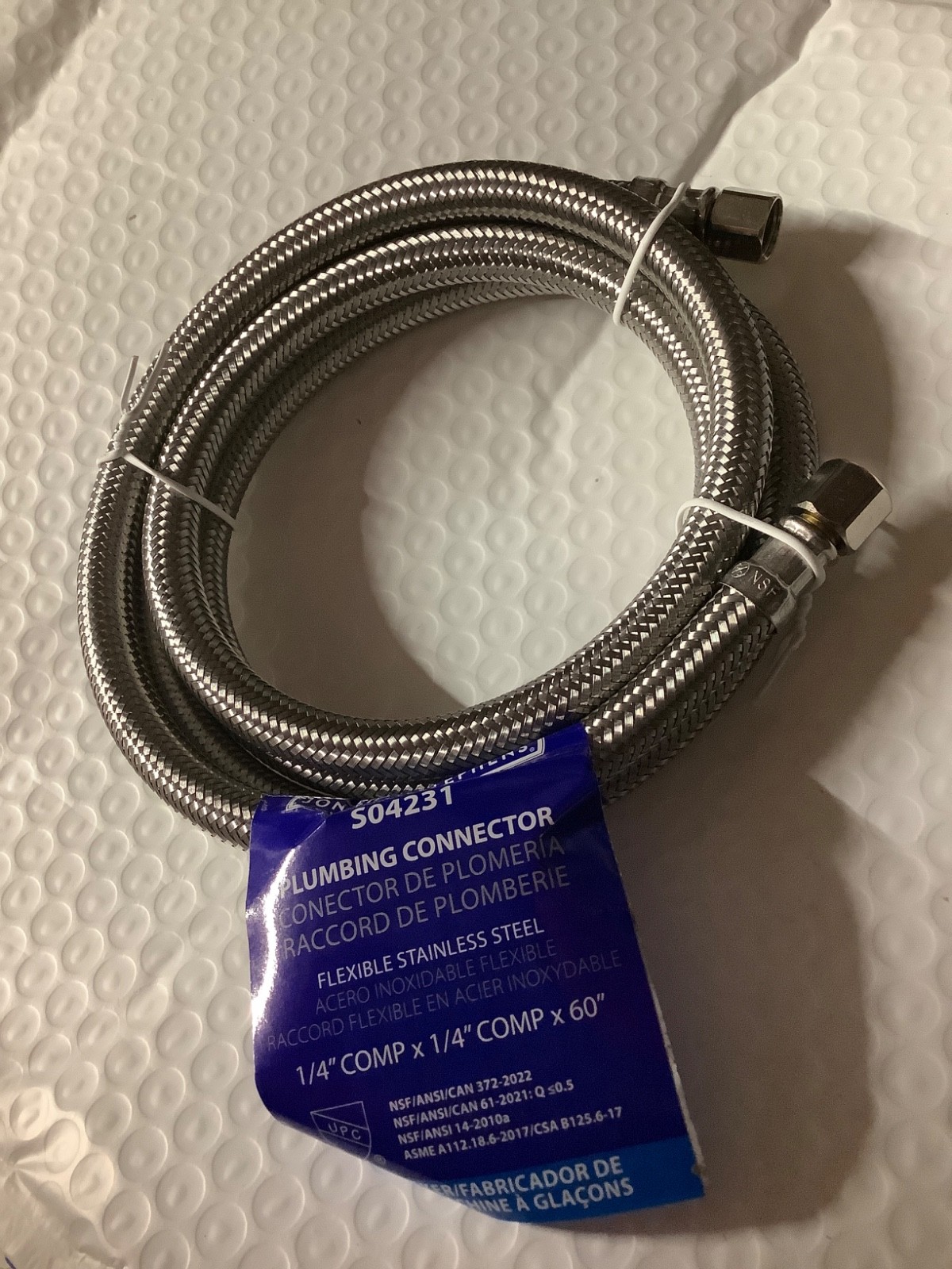(1) 1/4″ Comp x 60 Long Refrigerator Icemaker Water Supply Line Connector