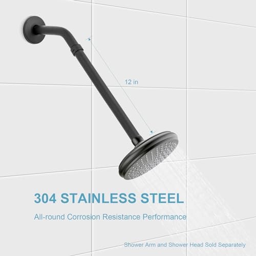 Shower Head Extension Arm Shower Arm Extension Shower Head Matte Black 12 in