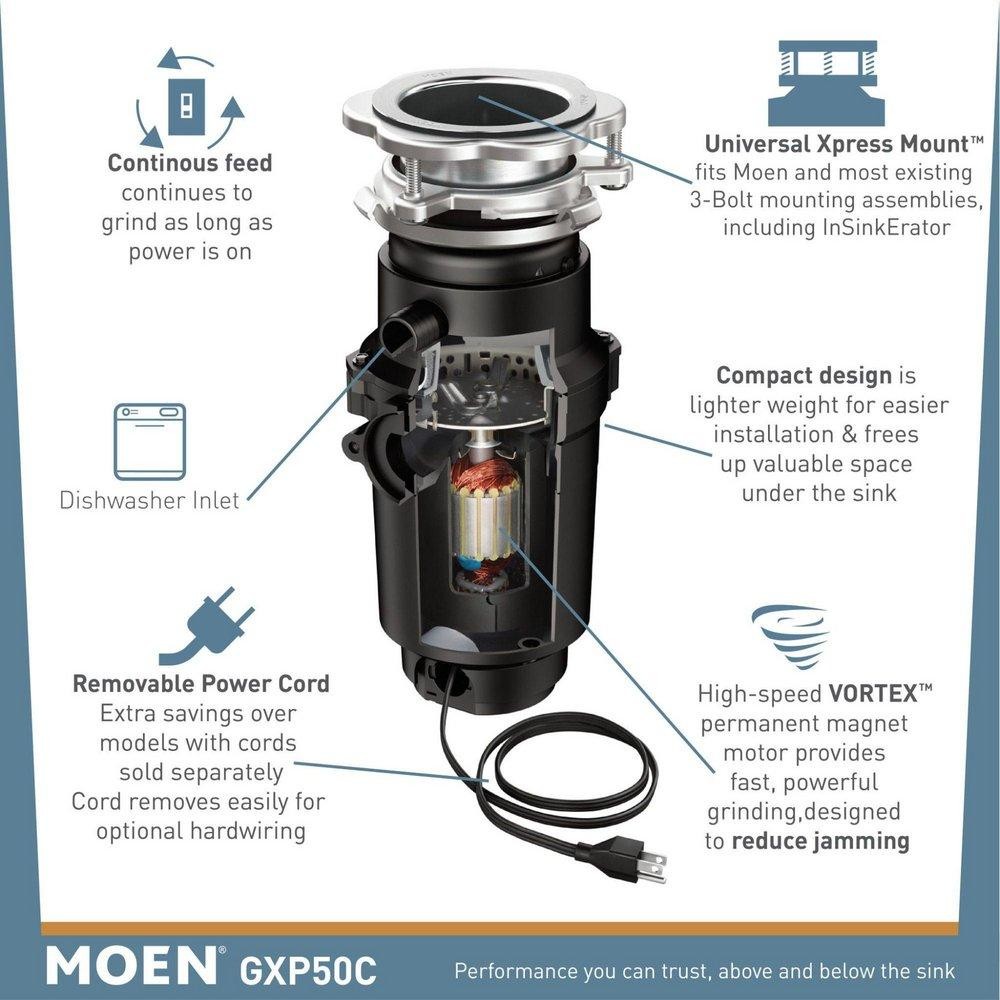Moen GT33C GT Series 1/3 HP Continuous Feed Garbage Disposal