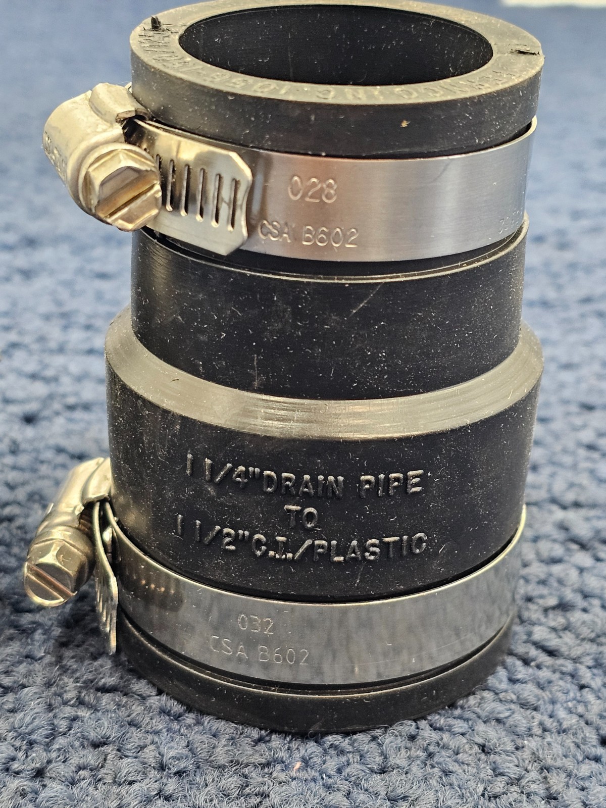 (QTY 2) Fernco 1056-150/125 Flexible Pipe Coupling 1-1/2” Plastic/Steel 1-1/4”