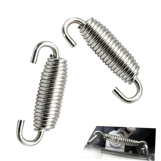 2 PCS Motorcycle Exhaust Springs, Stainless Steel Exhaust Pipe Spring Silver