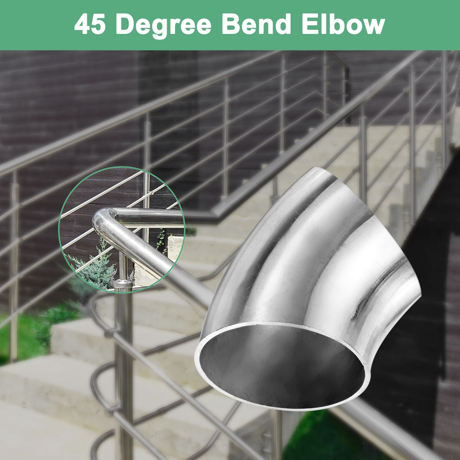 OD 1.8 Inch 45 Degree Mandrel Bend Elbow, Thicken 1.5 mm Height 55 mm
