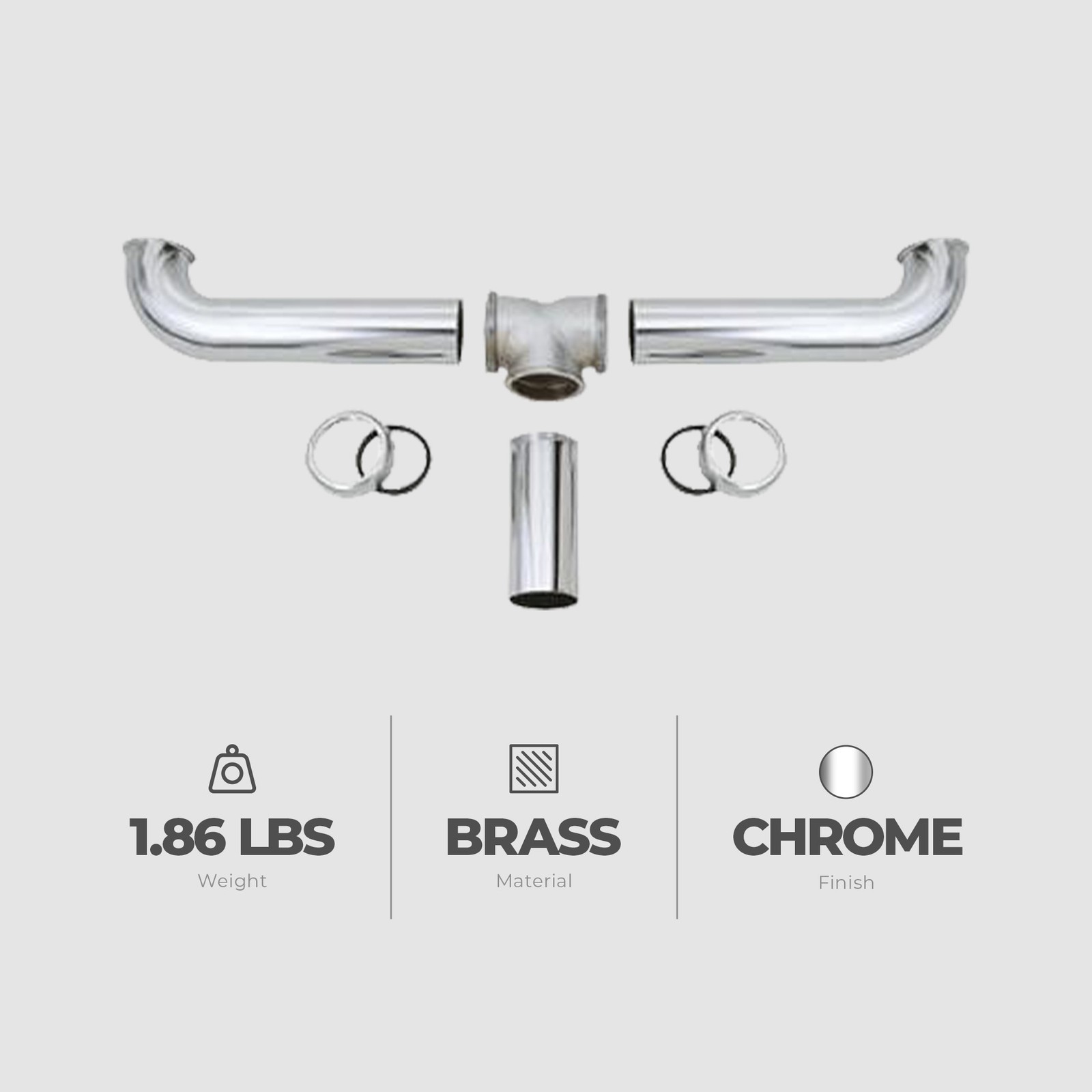 Master Plumber 2 Bowl Center Outlet Drain with Chrome Plated Brass for Sinks