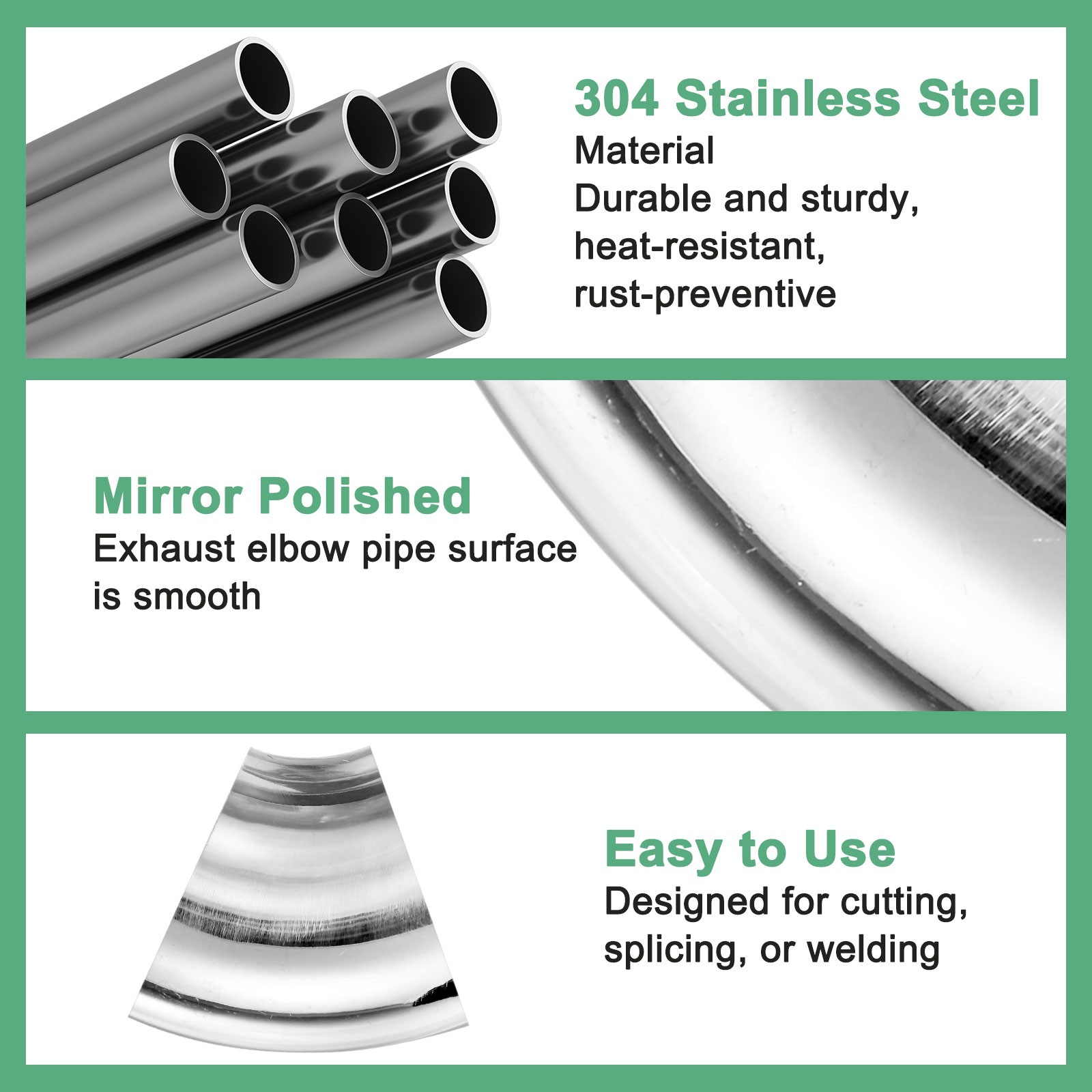 OD 2.8 Inch 45 Degree Mandrel Bend Elbow, Thicken 1.5 mm Height 72 mm