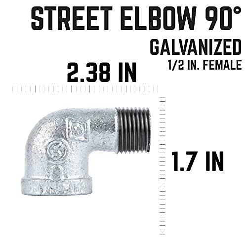 PIPE DÉCOR 1/2 in. Authentic Galvanized Malleable Iron 90 Degree FPT x 1/2 INCH