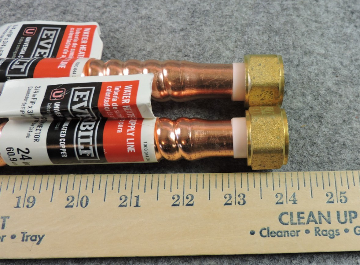 2 Everbilt 3/4”FIP x 3/4”FIP x 24” Corrugated Copper Water Heater Supply Line