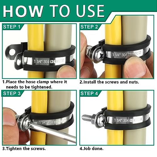125PCS Cable Clamp,12 Sizes Stainless Steel Rubber Coated 125 PCS – 12 Sizes