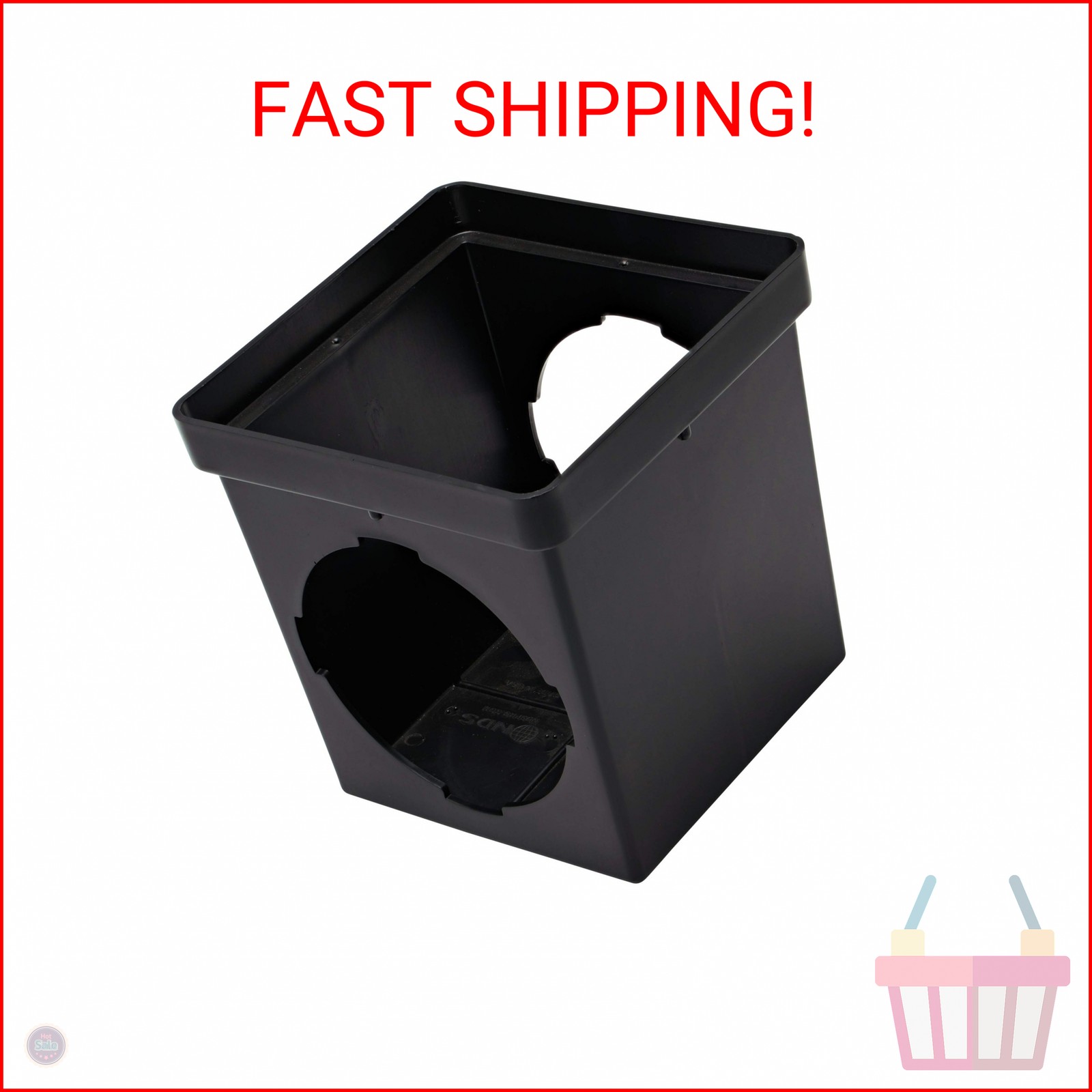 NDS 900 Square Catch Basin Drain With 2 Openings, Connect to 3-Inch, 4-Inch, 6-I
