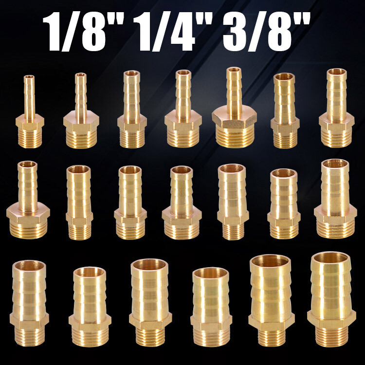 BSP Brass 1/8″ 1/4″ 3/8″ Male Thread Pipe Fitting x Barb Hose Tail End Connector