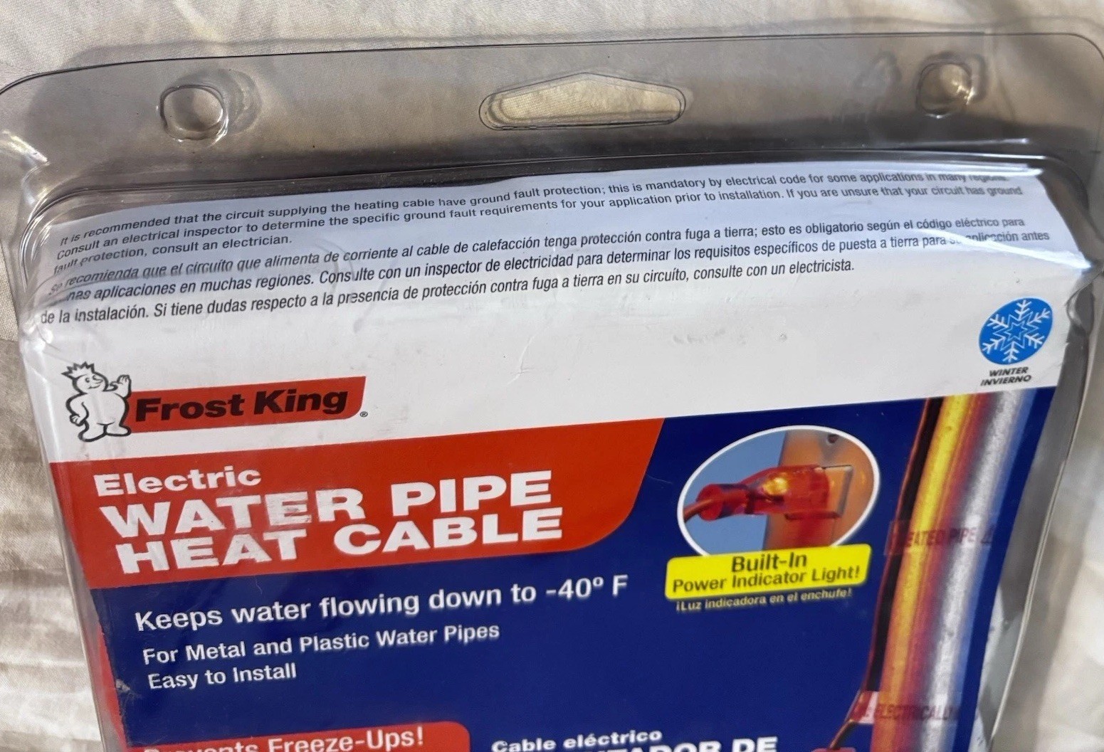 NEW Frost King electric water pipe heat cable 12’ Plus HC 30 120 VAC Brand new
