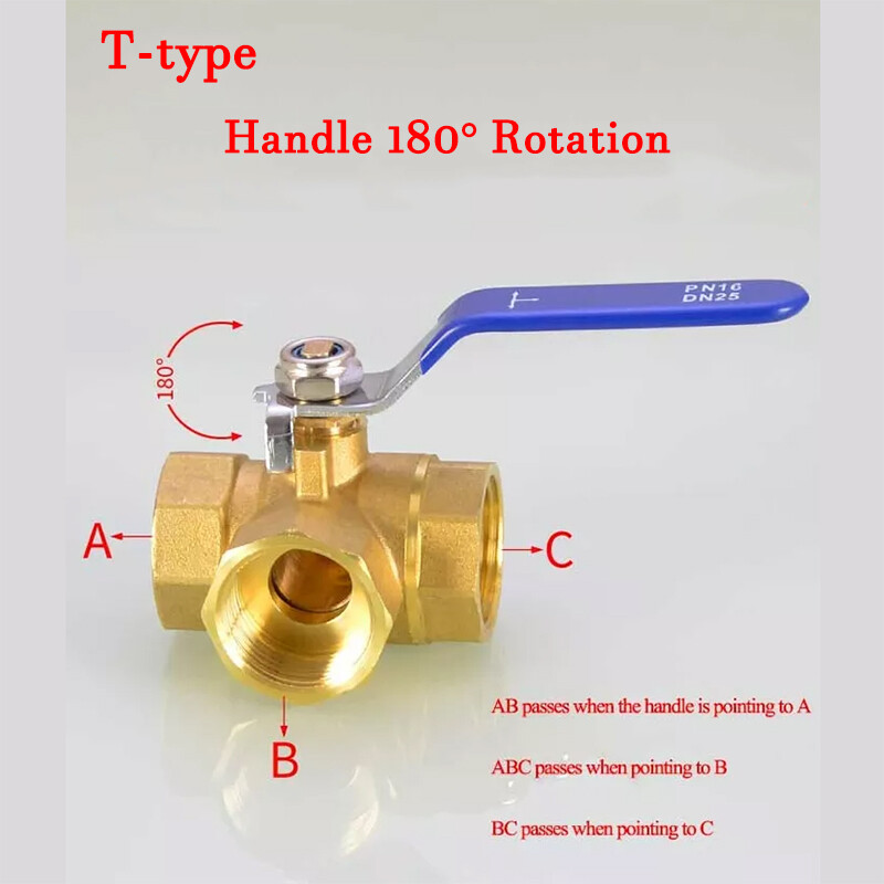 Brass 3 Way Ball Valve Full L/T-Type Port 1/4” to 1”BSP Female Connector Valve